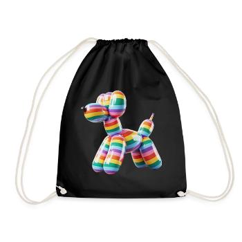 Balloon Dog Pride Rainbow Flag - Drawstring Bag - black - Front