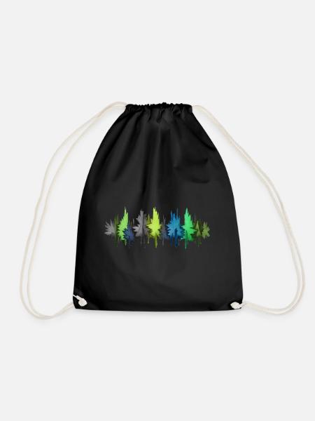 Bunter Wald Bäume bunt - Turnbeutel - Schwarz