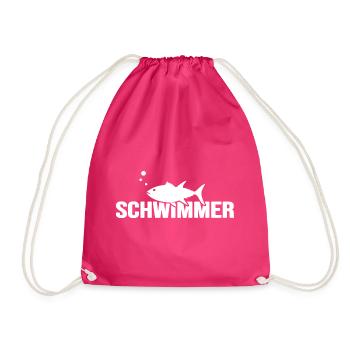 Schwimmer "Fisch im Wasser" schwimmt Badekappe - Turnbeutel - Fuchsia - Vorne
