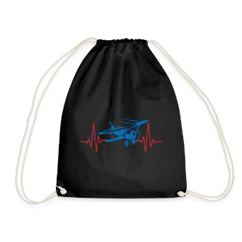 Heartbeat Flyer Airplane | Colors changeable - Drawstring Bag - black - Front