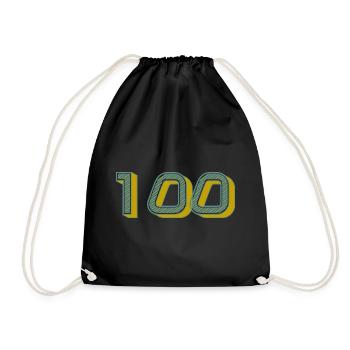 100. 100 JAHRE. 100-JÄHRIGES JUBILÄUM. GEBURTSTAG 100 - Turnbeutel - Schwarz - Vorne