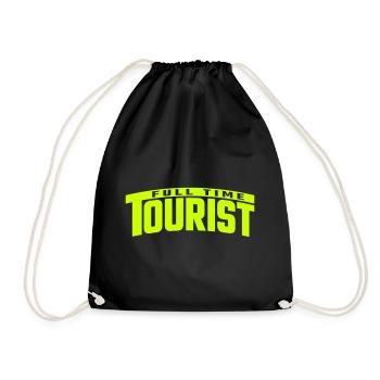 Full Time Tourist | Color changeable - Drawstring Bag - black - Front