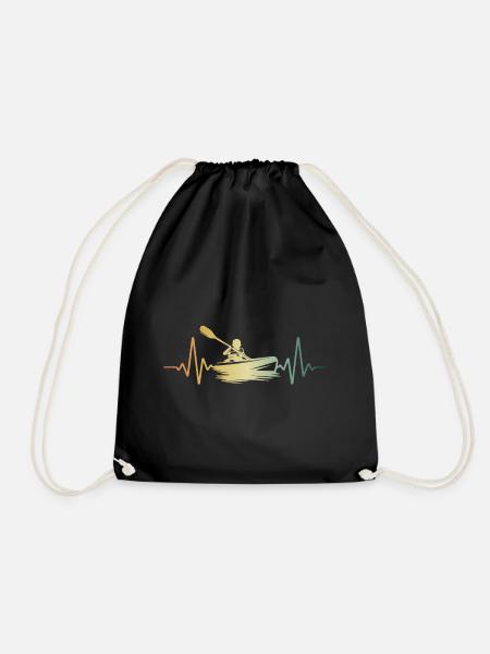 Heartbeat Kayaking - Drawstring Bag - black