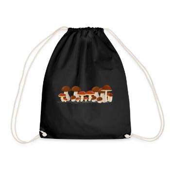 Mushroom connoisseur Mushroom season Porcini mushroom picker mushrooms - Drawstring Bag - black - Front