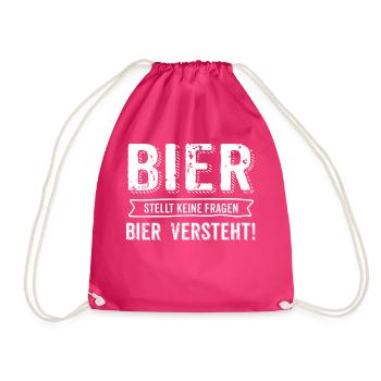 AD Bier stellt keine Fragen - Geburtstags Geschenk - Turnbeutel - Fuchsia - Vorne