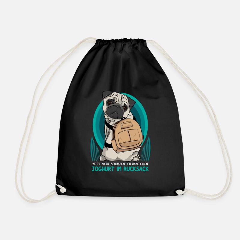 Please do not push! Yoghurt in the backpack. - Drawstring Bag - black