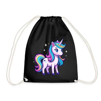 Licorne arc-en-ciel mignonne - Sac de sport léger - noir - Devant
