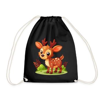 Cute Baby Moose - Drawstring Bag - black - Front