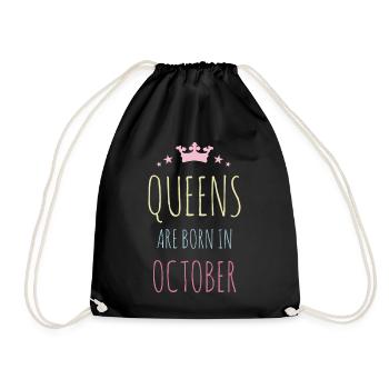 Queens Are Born In October - Turnbeutel - Schwarz - Vorne