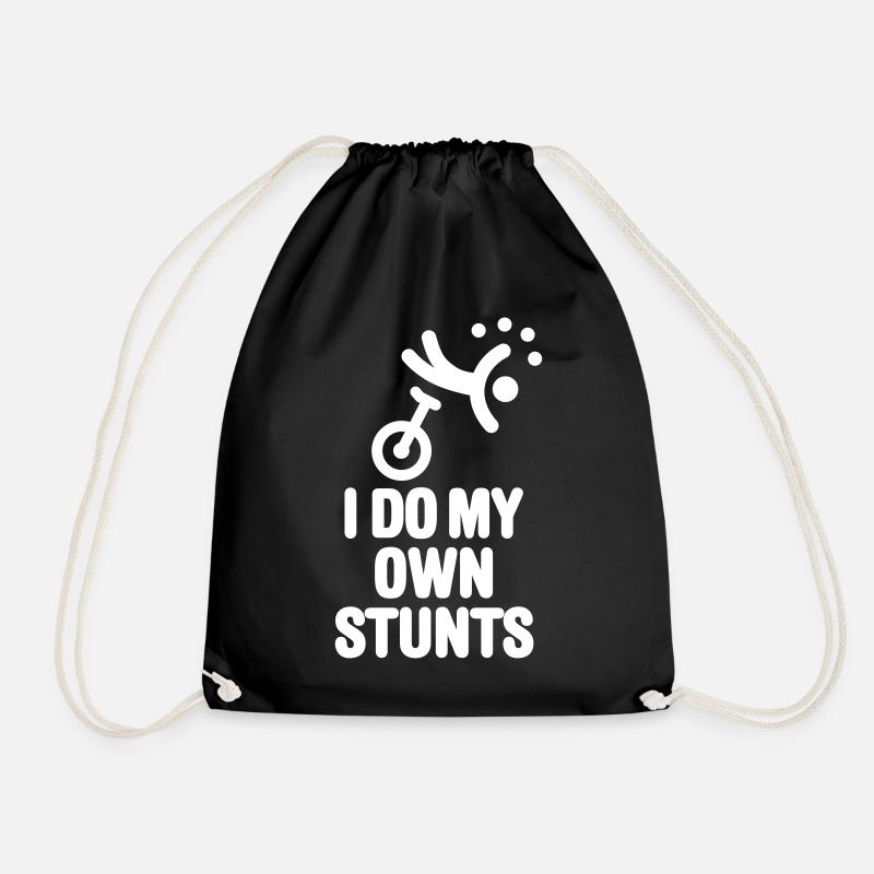 Circus unicycle unicycling acrobat juggler clown - Drawstring Bag - black