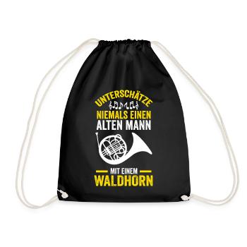 Waldhorn Hornist Opa Orchester Großvater Jazz Musi - Turnbeutel - Schwarz - Vorne