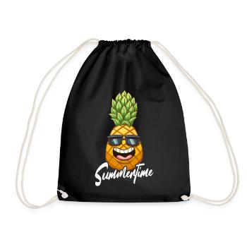Pineapple Sunglasses Fruit Summer Holiday Gift - Drawstring Bag - black - Front