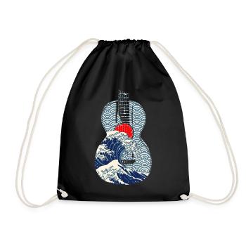 Guitarist Guitar Guitar Music Japanese Wave - Drawstring Bag - black - Front