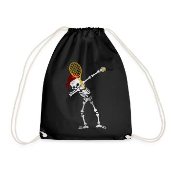 Tennis Dabbing Skeleton Skeleton Pirate Tennis Player - Drawstring Bag - black - Front