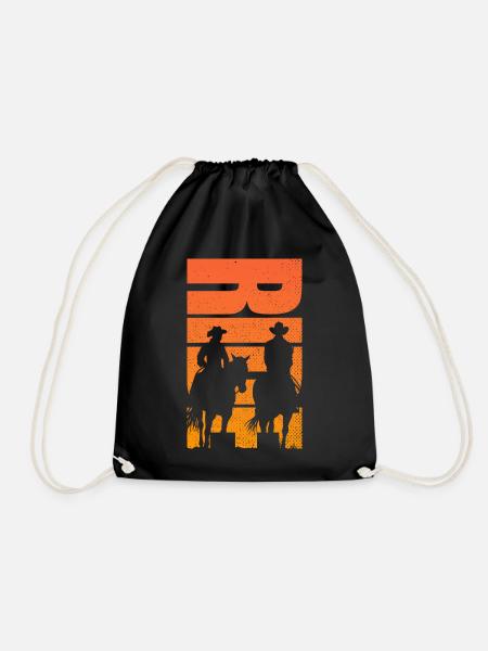 Fahren Sie in den Sunset Cowboy Rancher Vintage - Turnbeutel - Schwarz