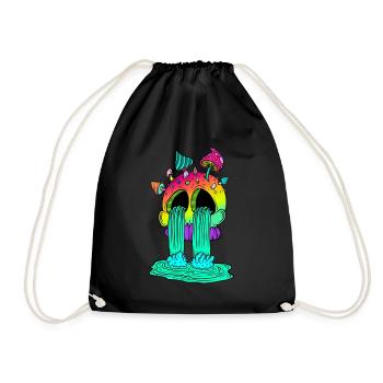 Skull & Mushrooms - Drawstring Bag - black - Front
