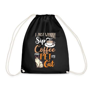 Cafetière Chat Machine Chaton Tasse Grains - Sac de sport léger - noir - Devant