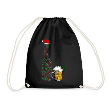 Festliche Bierflasche - Turnbeutel - Schwarz - Vorne