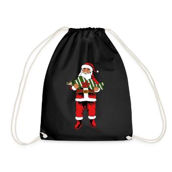 Weihnachtsmann Zander Geschenk für Angler - Turnbeutel - Schwarz - Vorne
