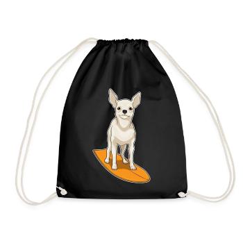 Chihuahua Surfing Surfboard Summer - Drawstring Bag - black - Front