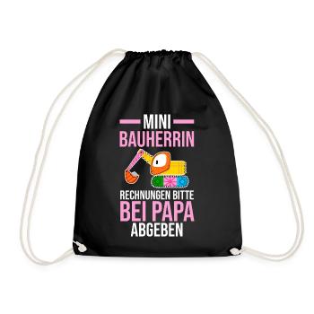 Bagger Bauherrin - Turnbeutel - Schwarz - Vorne