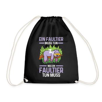 Faultier - Turnbeutel - Schwarz - Vorne