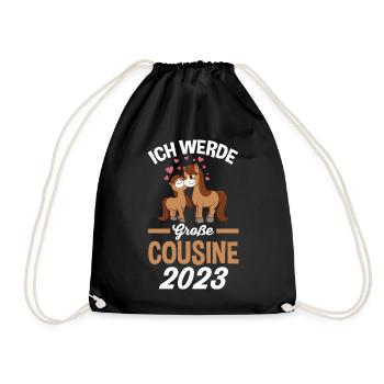 Pferde Große Cousine 2023 - Turnbeutel - Schwarz - Vorne