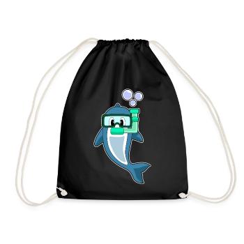 Dolphin Diver Snorkel Diving - Drawstring Bag - black - Front