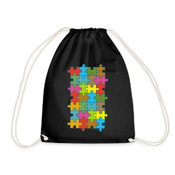 Multicolored puzzle - Drawstring Bag - black - Front