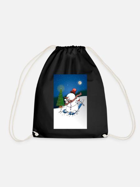 Illustration d’un joyeux bonhomme de neige sur des skis - Sac de sport léger - noir