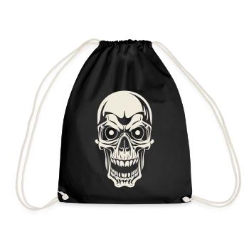Totenkopf - Eleganz im Gothic-Stil - Turnbeutel - Schwarz - Vorne