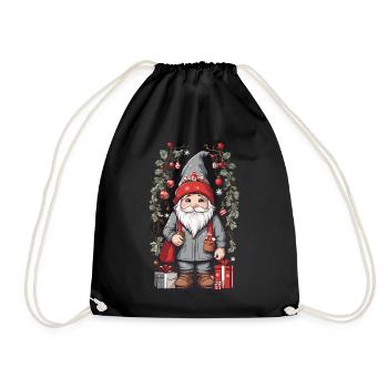 Festlicher Weihnachten Gnom Nordischer Wichtel - Turnbeutel - Schwarz - Vorne