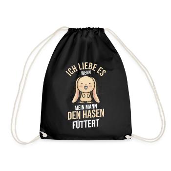 Kaninchen Hase - Turnbeutel - Schwarz - Vorne