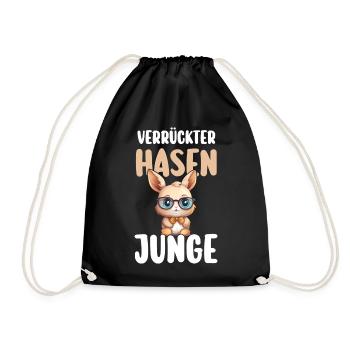 Kaninchen Hase - Turnbeutel - Schwarz - Vorne