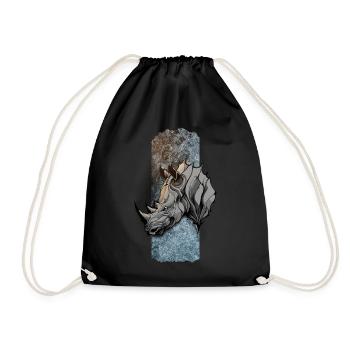Majestic Titan: Rhino's Noble Stance - Drawstring Bag - black - Front