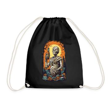 Lustige Mumie Bier Halloween Retro Design - Turnbeutel - Schwarz - Vorne