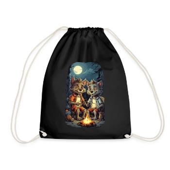 Loup-garou enfants Halloween feu de camp dessin animé - Sac de sport léger - noir - Devant