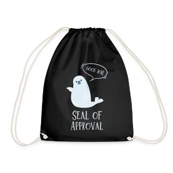 Seal of Approval - Drawstring Bag - black - Front