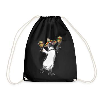 Pinguin Musiker Rassel Musik - Turnbeutel - Schwarz - Vorne