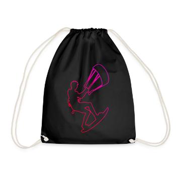 Kitesurf Kitesurfing Kiten Kitesurfer Kite - Drawstring Bag - black - Front