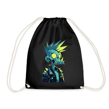 Zombie Punk Rocker – Crâne néon avec cheveux hérissés - Sac de sport léger - noir - Devant