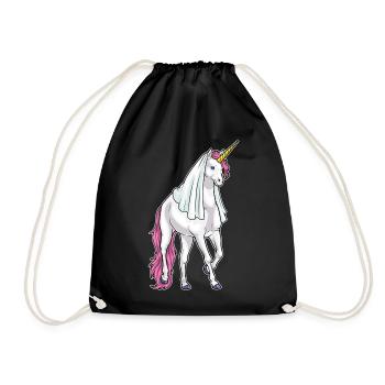 Einhorn Braut Schleier Hochzeit - Turnbeutel - Schwarz - Vorne