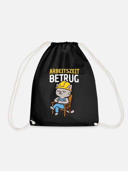 Arbeitszeitbetrug Katze - Turnbeutel - Schwarz