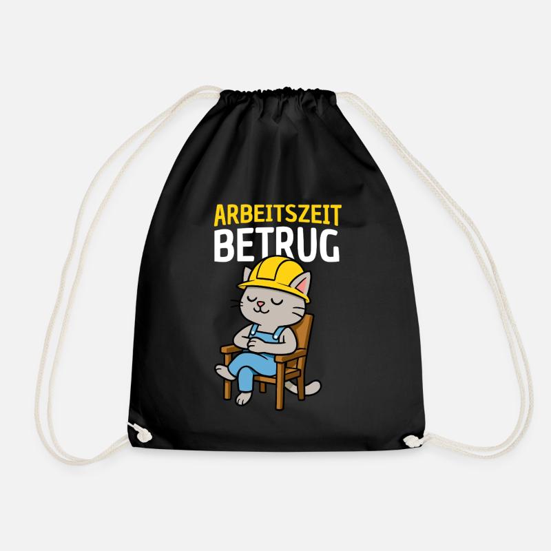 Arbeitszeitbetrug Katze - Turnbeutel - Schwarz