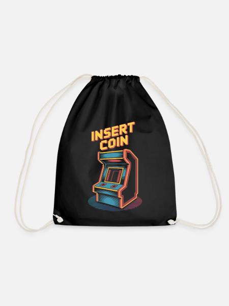 Insert Coin Retro Arcade Gaming Automat - Turnbeutel - Schwarz