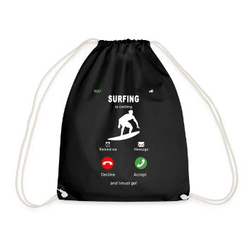 surfing is calling - Drawstring Bag - black - Front