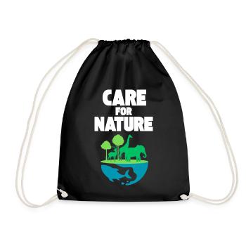 Care for Nature: Wildlife Scene - Drawstring Bag - black - Front