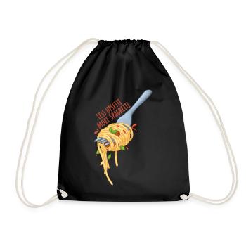 Less Upsetti More Spaghetti – Kawaii Food Meme - Drawstring Bag - black - Front