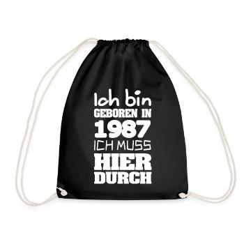 Née en 1987 avec une chemise de déclaration de frappe - Sac de sport léger - noir - Devant