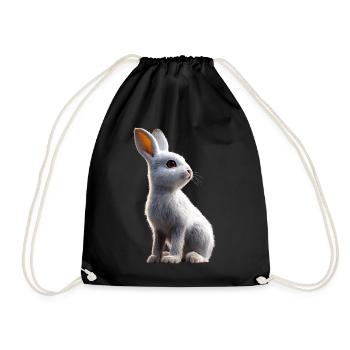 Schneehase Polarhase Albino Kaninchen Weißer Hase - Turnbeutel - Schwarz - Vorne